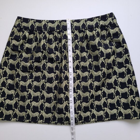 Crown Ivy Black Gold Zebra Print Skirt 16 Jacquard Above Knee Lined A-line - Picture 4 of 9